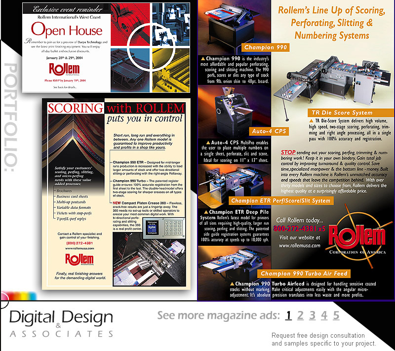 ADVERTISING DESIGN - promo mailers and magazine ad solutions portfolio