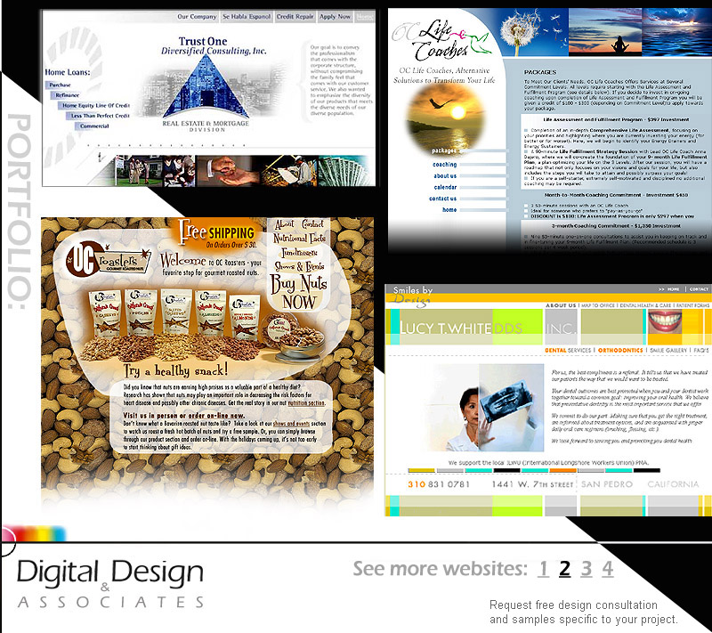 WEBSITE DESIGN - Layouts involved art direction, graphic design, image selection, text editing/proofing and product or services photography.