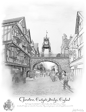 Chesters Eastgate Bridge, England - Copyright Protected - by Artist Kimberley Reid and CastleColors.com