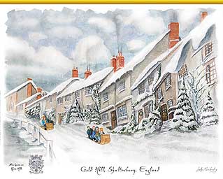 Gold Hill, Shaftesbury, England - Copyright Protected - by Artist Kimberley Reid and CastleColors.com